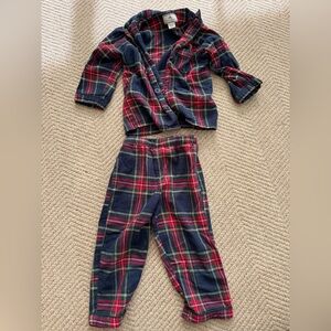 Petite Plume Toddler Plaid Flannel Two-Piece Set - Red & Navy Size 3
